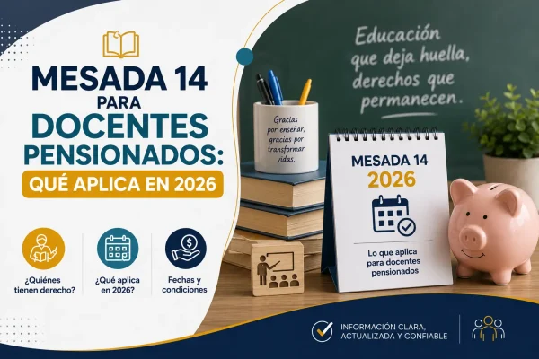 Mesada 14 para docentes pensionados: qué aplica en 2026