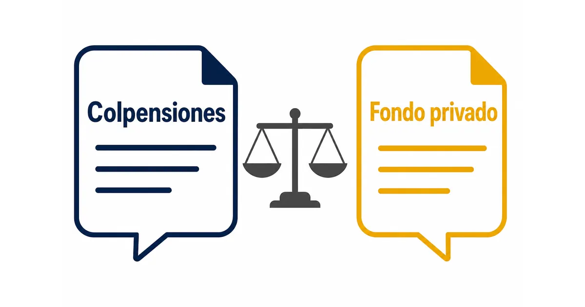 Esquema de la doble asesoría pensional: dos proyecciones independientes, una de Colpensiones y otra del fondo privado, antes de un traslado de régimen